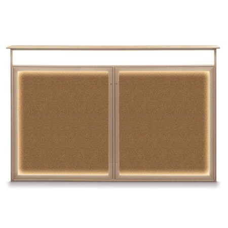 United Visual Products Sliding Door Wood Corkboard, 48"x36", Waln, UV9003OCS-WALNUT-KEYLIME UV9003OCS-WALNUT-KEYLIME